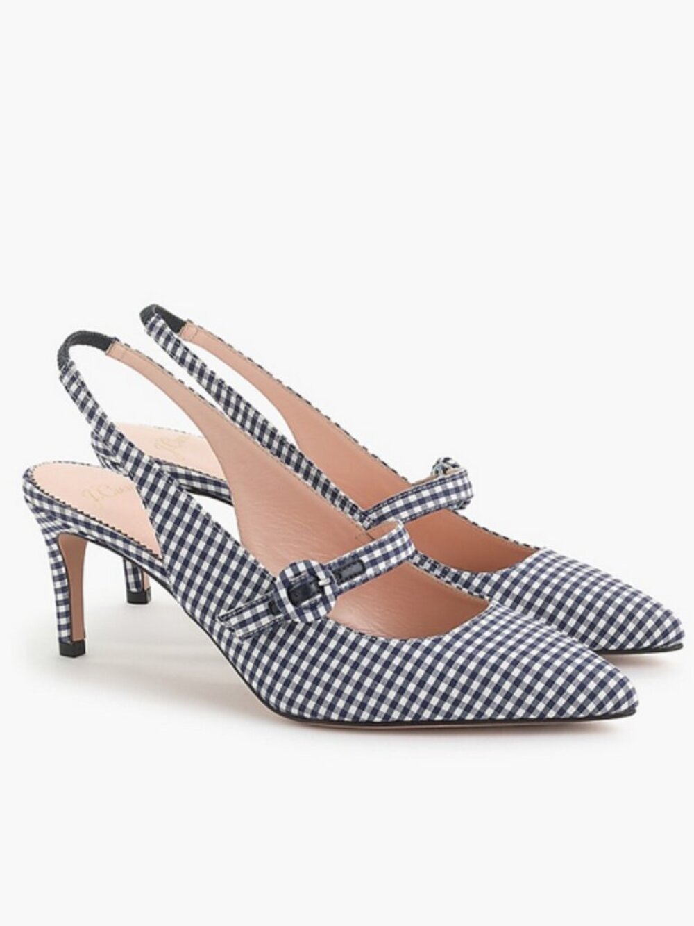 J.Crew Strappy slingback pumps in gingham size 7 NWB